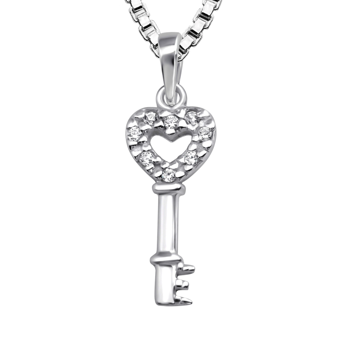 Barnhalsband Nyckel med hjärta - halsband i äkta silver