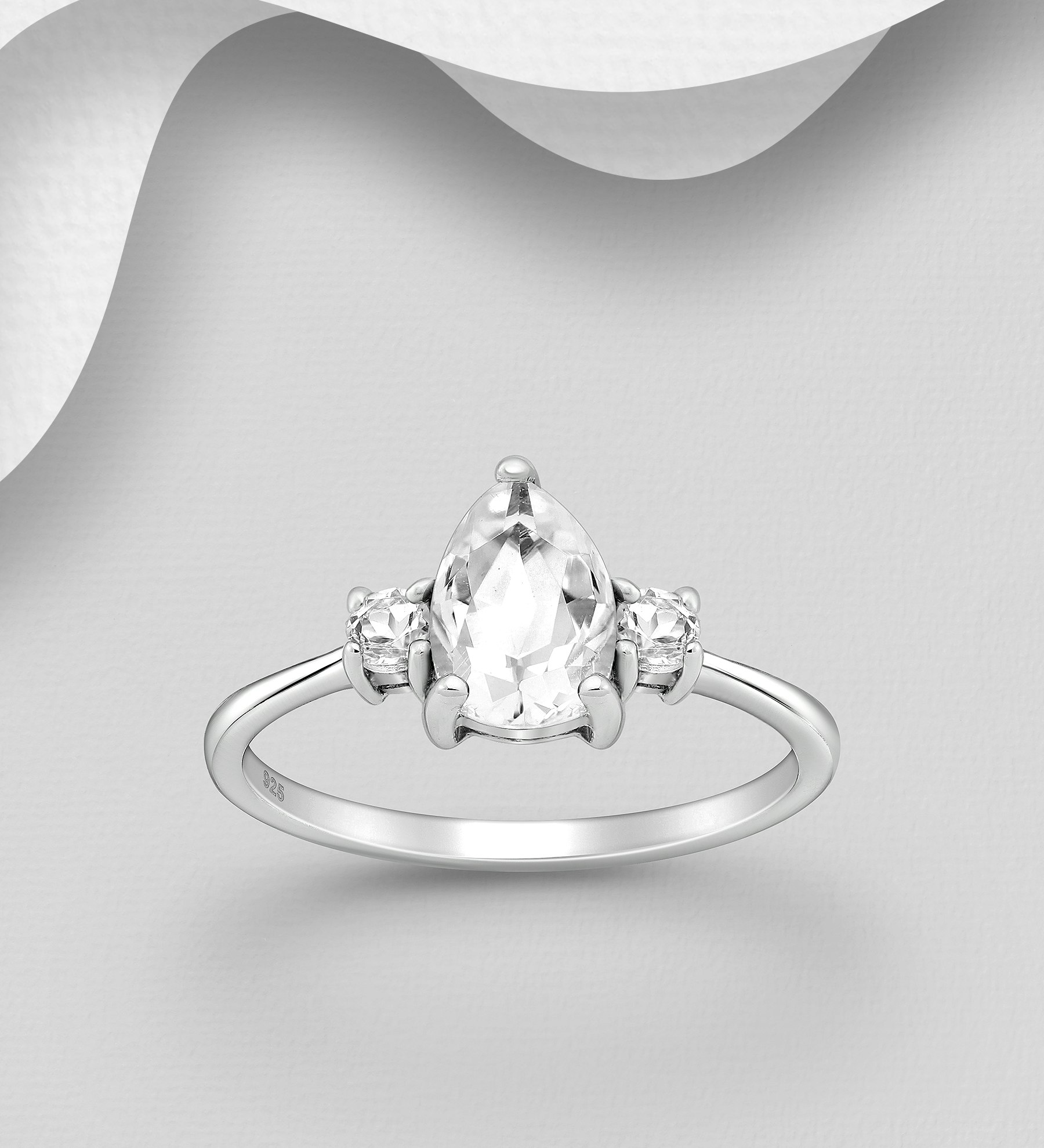 Silverring med vackra stenar av Topas - fina, snygga ringar till tjej/ dam i äkta 925 sterling silver