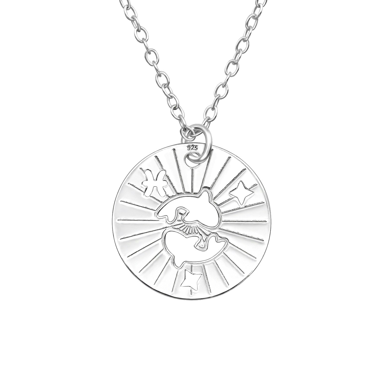 Silverhalsband Stjärntecken Fiskarna - halsband fisken i äkta 925 sterling silver