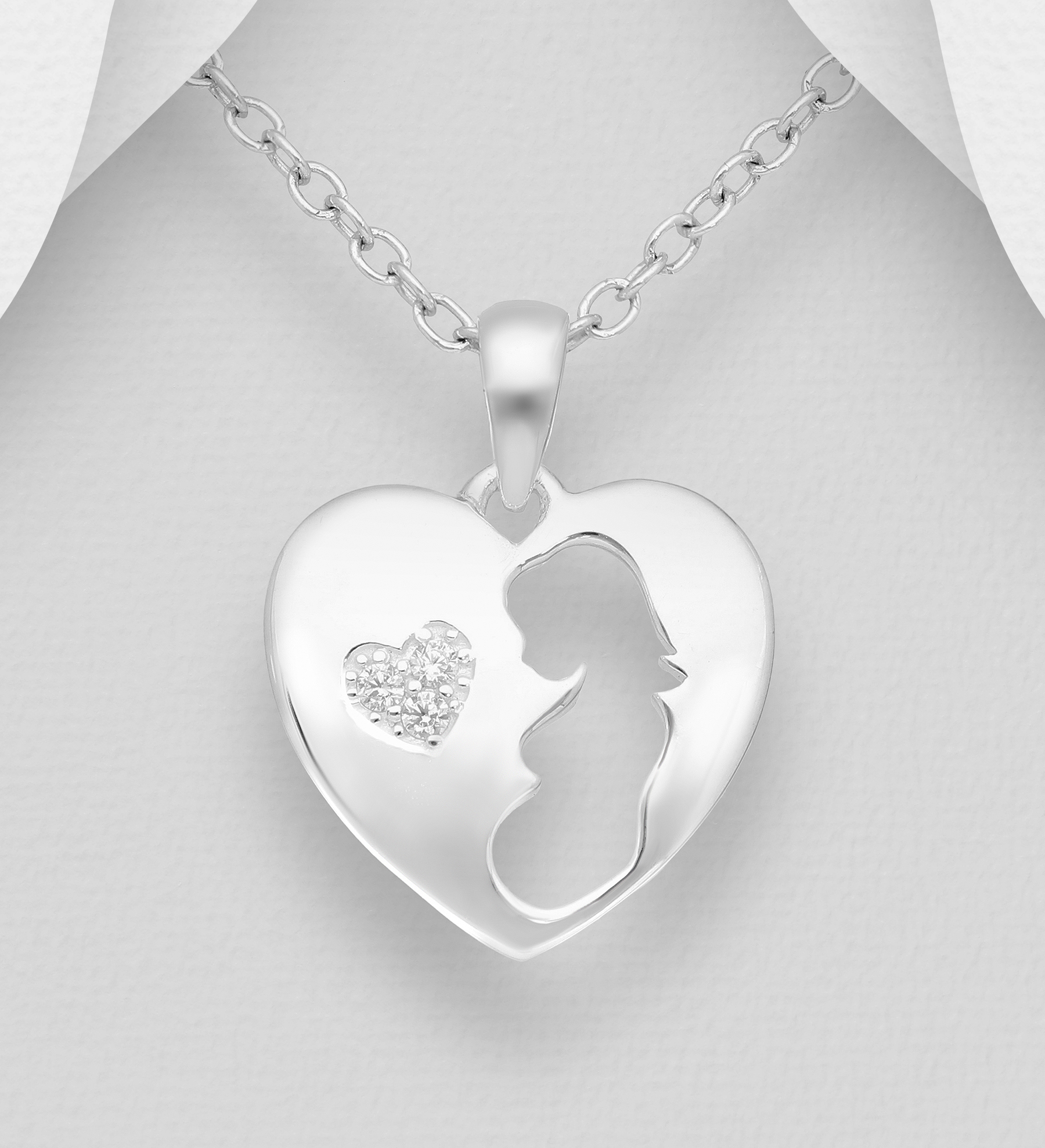 Gravidsmycke - Hjärta med gravid kvinna & glitterhjärta