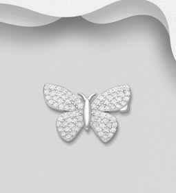 Silverbrosch elegant Fjäril med Cubic Zirkonia stenar