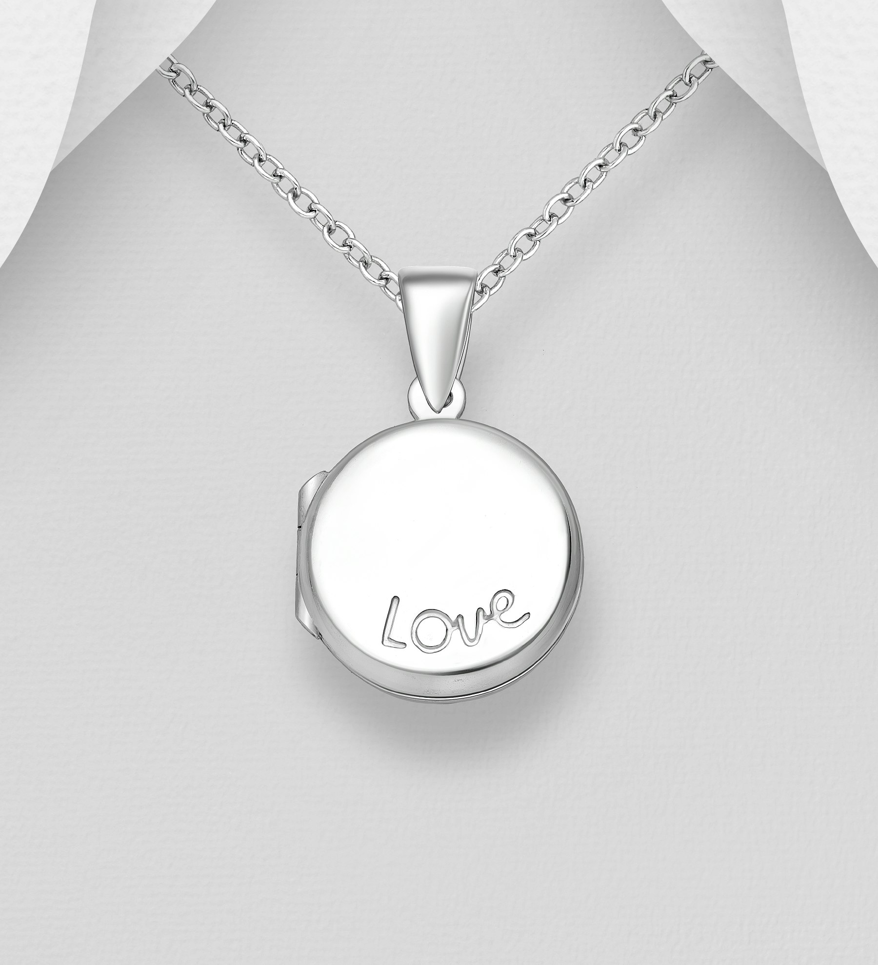 Silverhalsband öppningsbar berlock 'Love' - äkta 925 sterling silver