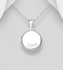 Silverhalsband öppningsbar berlock 'Love' - äkta 925 silver