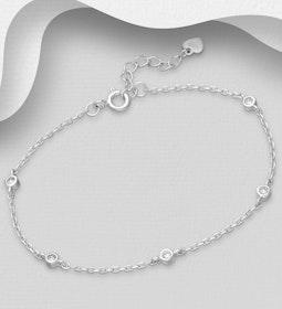 Silverarmband med fem zirkonia stenar - äkta 925 silver