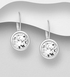 Silverörhängen - hängande glittrande kristaller 13 mm