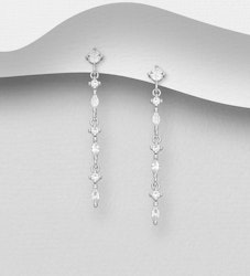 Silverörhängen eleganta hängande örhängen med stenar
