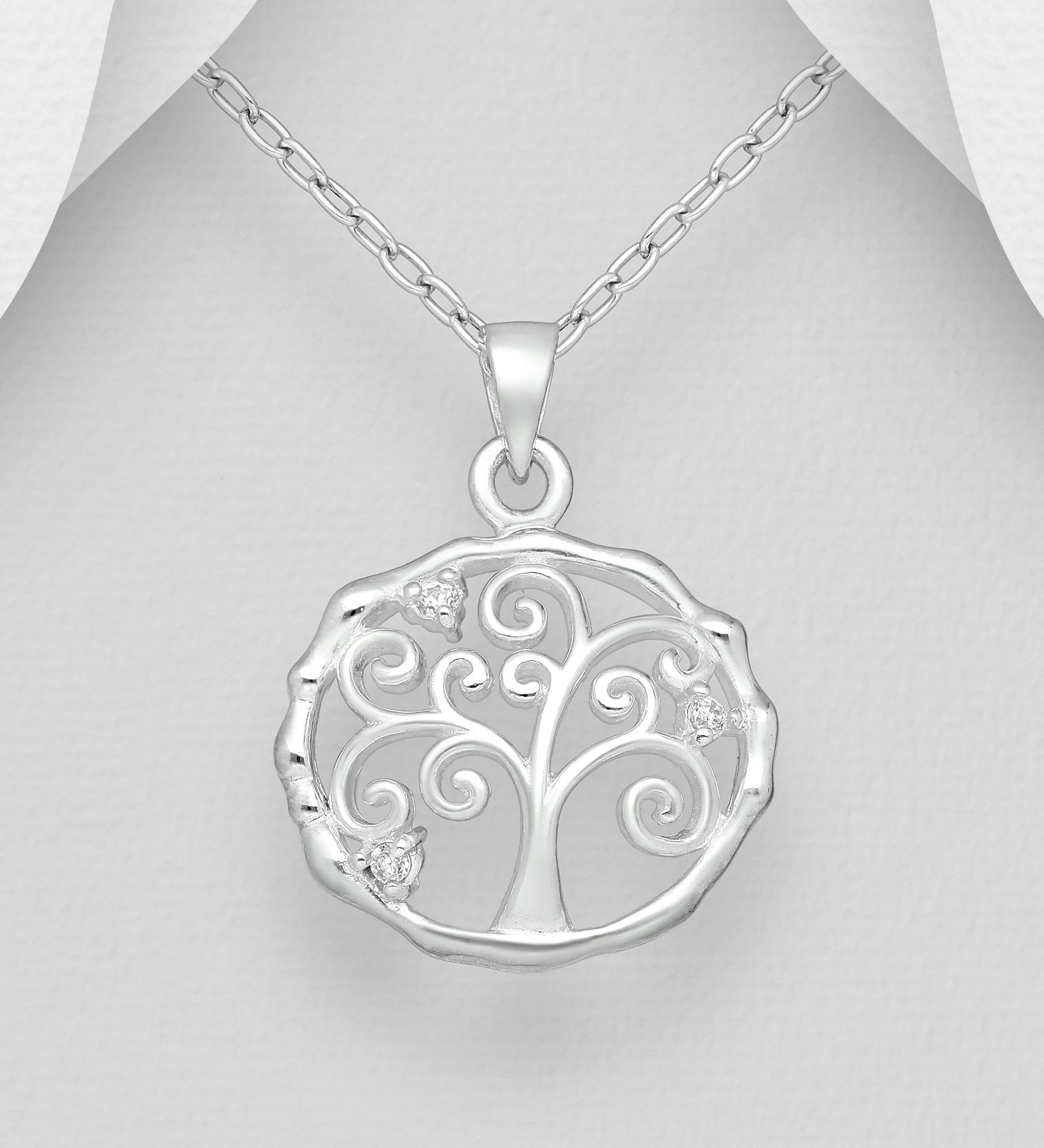 Silverhalsband vackert smycke med 'Livets träd' i 925 sterling silver