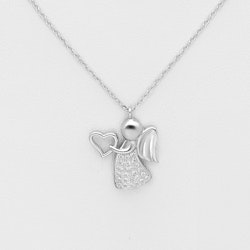 Halsband vacker Ängel med glittrande stenar & hjärta