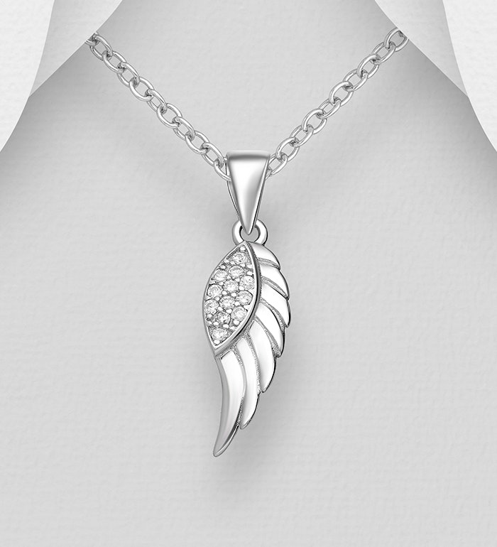 Halsband Änglavinge med cubic - fint smycke i äkta silver