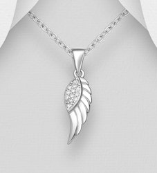 Halsband Änglavinge med cubic - fint smycke i äkta silver