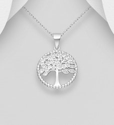Silverhalsband glittrande 'Livets träd' med cubic stenar