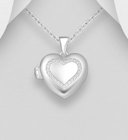 Halsband Hjärta - öppningsbart Hjärta med glittrande cubic