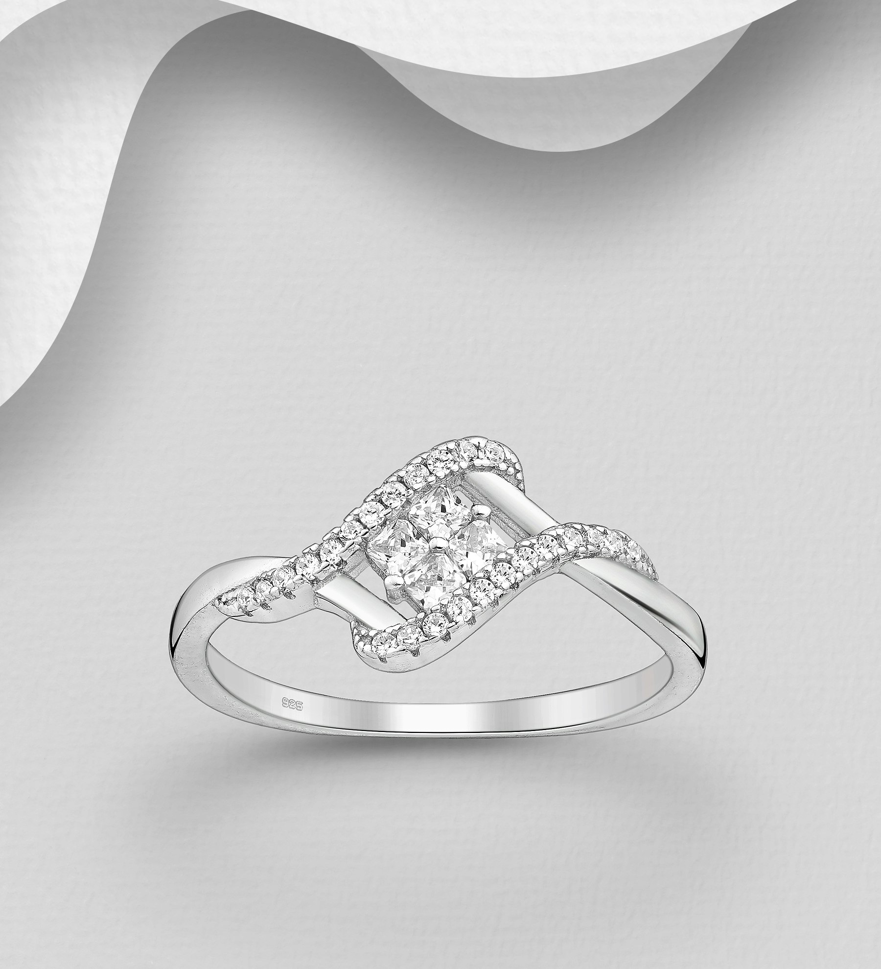 Silverring - vacker design med snygga cubic stenar - fina ringar till tjej/ dam i äkta 925 sterling silver