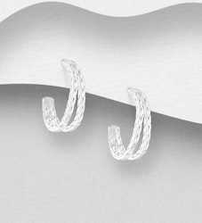 Silverörhängen ringar - dubbla, flätade Creoler i äkta silver