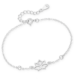 Silverarmband Lotusblomma med glittrig Cubic Zirkonia