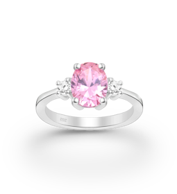 Silverring med stor ljusrosa Cubic sten - äkta 925 silver