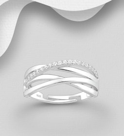 Silverring elegant & bred ring med Cubic Zirkonia stenar