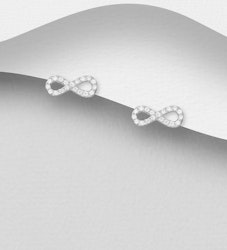 Silverörhängen - Evighetstecken med stenar i äkta 925 silver