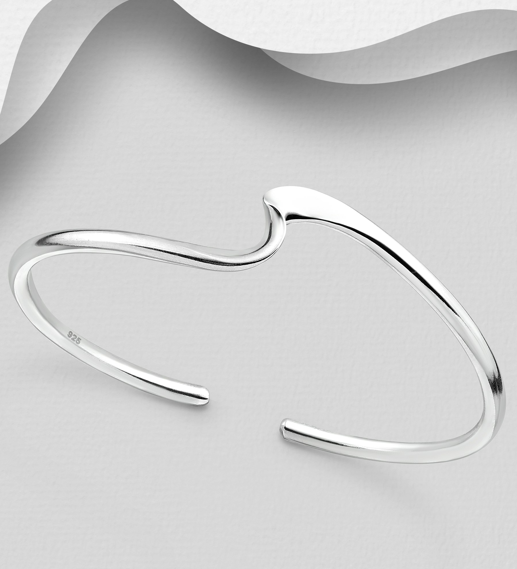 Silverarmband i cuff design - stelt armband till tjej/ dam i snygg design & äkta 925 sterling silver