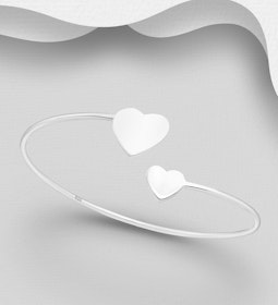 Armring i silver med hjärtan - stelt cuff armband silver dam