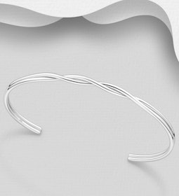 Hårt armband vridet cuff - stelt armband i silver dam