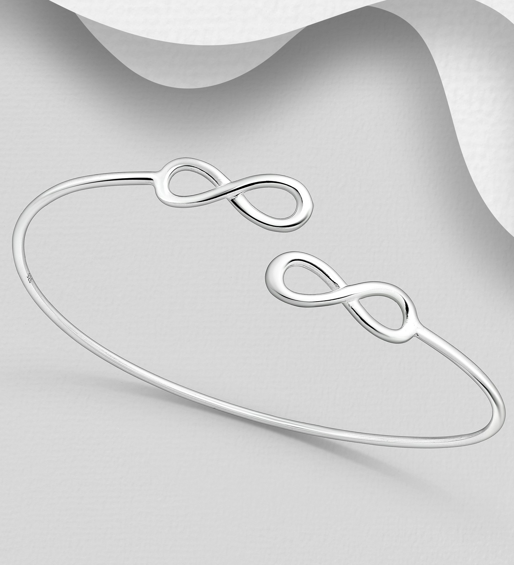 Armring Evighetstecken - stelt, hårt silverarmband cuff - armband till tjej/ dam i snygg design & äkta 925 sterling silver