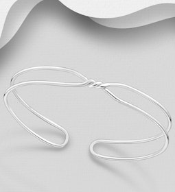 Armring i modern design - stelt cuff armband i silver dam