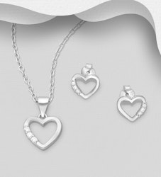 Presenttips - Smyckesset Hjärta med cubic zirkonia stenar