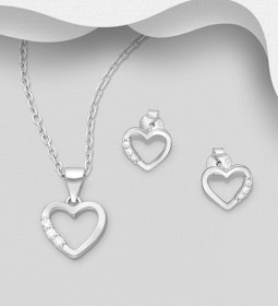 Presenttips - Smyckesset Hjärta med cubic zirkonia stenar