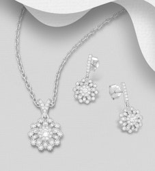 Presenttips - Smyckesset Blomma av cubic zirkonia stenar