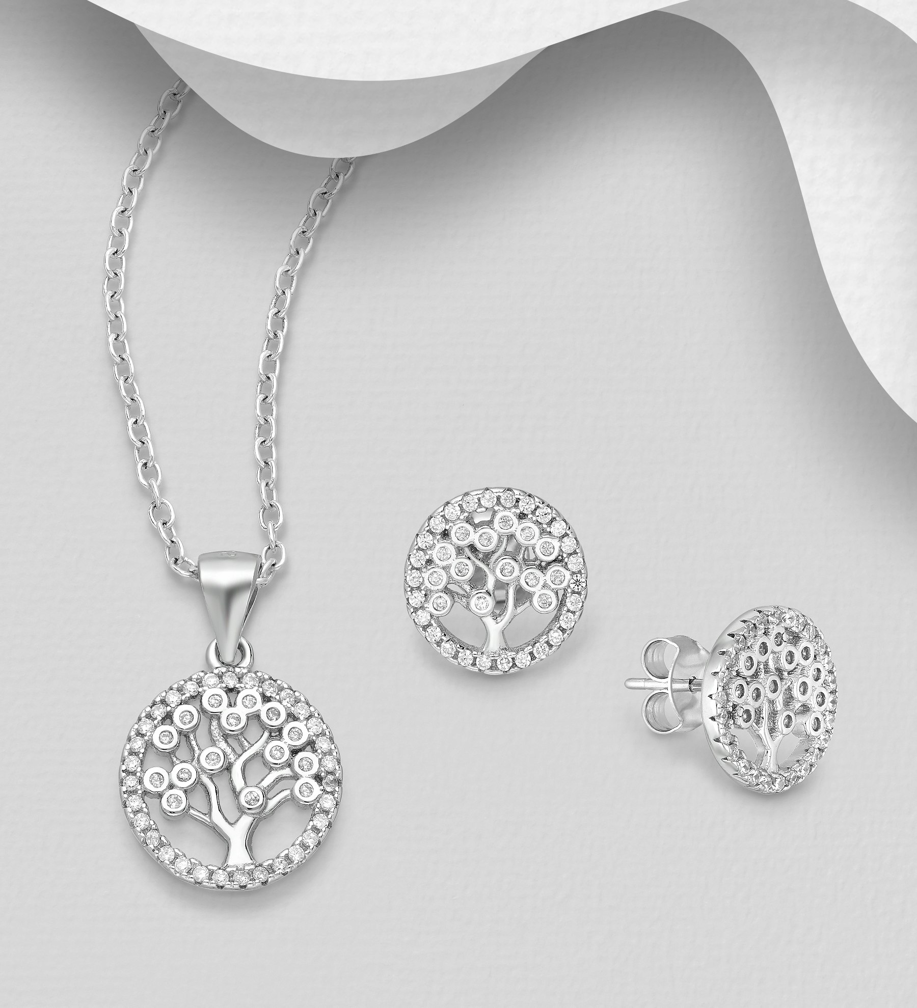 Presenttips - Smyckesset Livets Träd cubic zirkonia stenar - present till henne, sambo, mamma, dam, älskling, flickvän, fru, frun, frugan