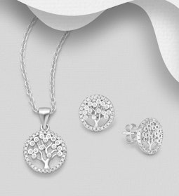 Presenttips - Smyckesset Livets Träd cubic zirkonia stenar