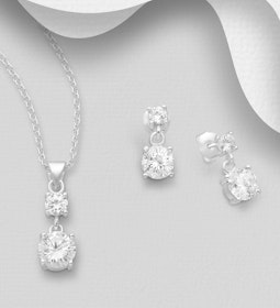 Presenttips - Smyckesset Dubbla cubic zirkonia stenar