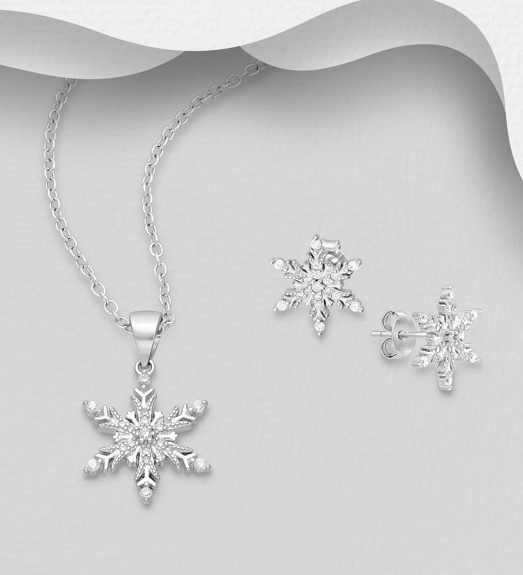 Presenttips - Smyckesset Snöstjärna cubic zirkonia stenar - present till frugan, sambo, mamma, dam, älskling, flickvän, fru, frun