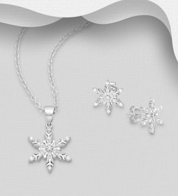 Presenttips - Smyckesset Snöstjärna cubic zirkonia stenar