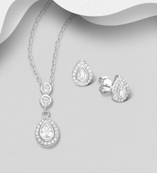 Presenttips - Smyckesset Droppformad Halo cubic zirkonia