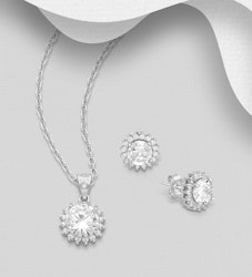 Presenttips - Smyckesset Rund Halo cubic zirkonia stenar