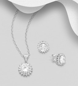 Presenttips - Smyckesset Rund Halo cubic zirkonia stenar