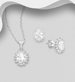 Presenttips - Smyckesset Oval Halo cubic zirkonia stenar