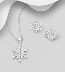 Presenttips - Smyckesset Snöflinga av cubic zirkonia stenar