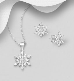 Presenttips - Smyckesset Snöflinga av cubic zirkonia stenar