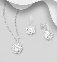 Presenttips - Smyckesset Rund glittrig cubic zirkonia sten