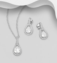 Presenttips - Smyckesset Elegant droppformad cubic sten