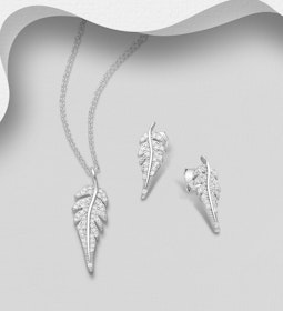 Presenttips - Smyckesset Glittrande löv med cubic zirkonia