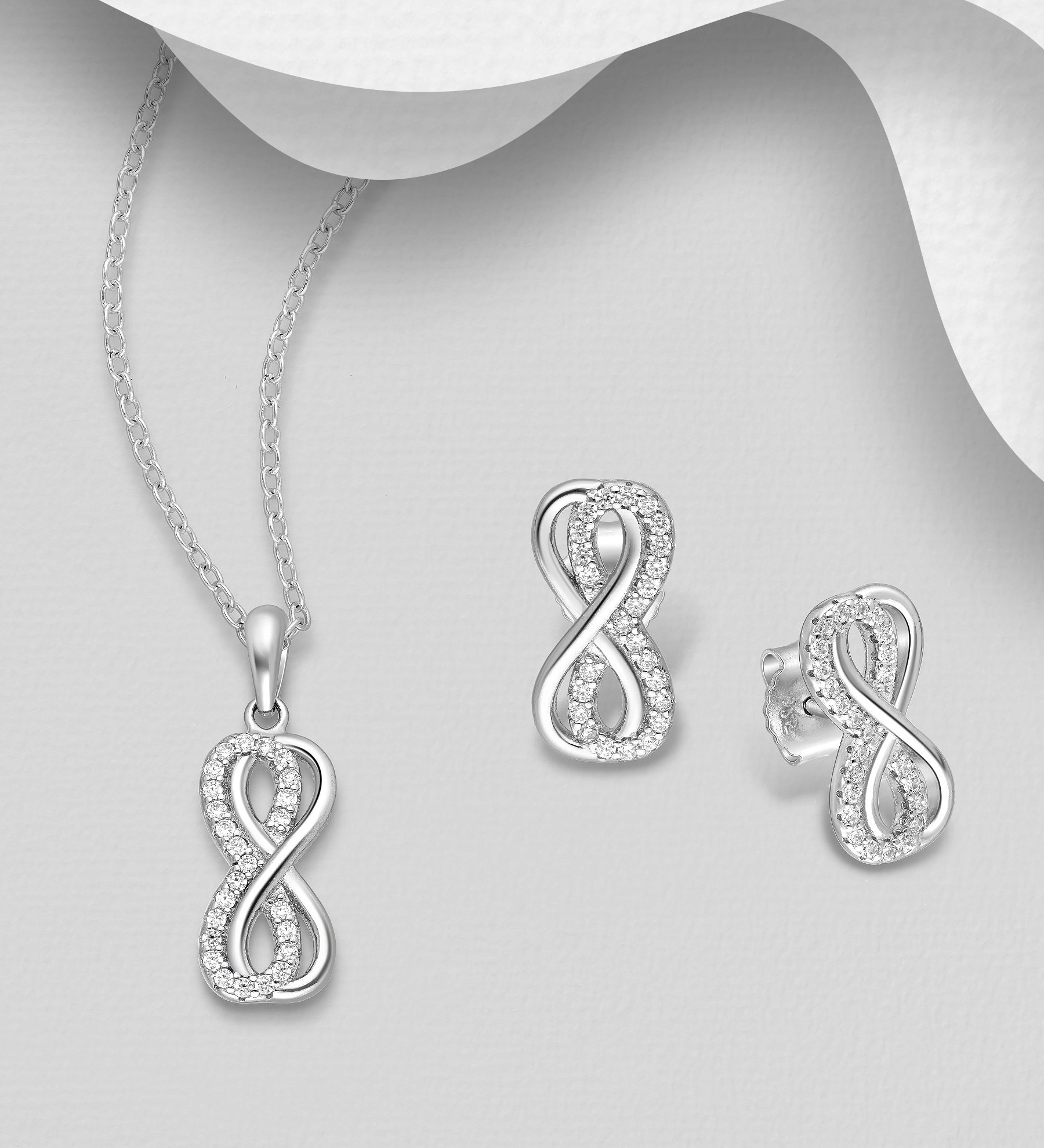 Presenttips - Evighetstecken dubbelt med cubic zirkonia - present till älskling, flickvän, fru, frun, frugan, sambo, mamma, dam