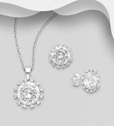 Presenttips - Smyckesset glittrande runda cubic stenar