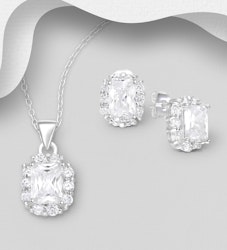 Presenttips - Smyckesset glittrande rektangulära cubic