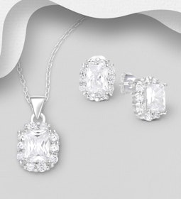 Presenttips - Smyckesset glittrande rektangulära cubic
