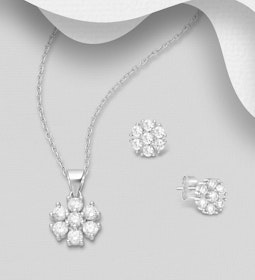 Presenttips - Smyckesset Blomma med sju cubic stenar