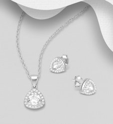 Presenttips - Smyckesset Trekantigt Halo med cubic stenar